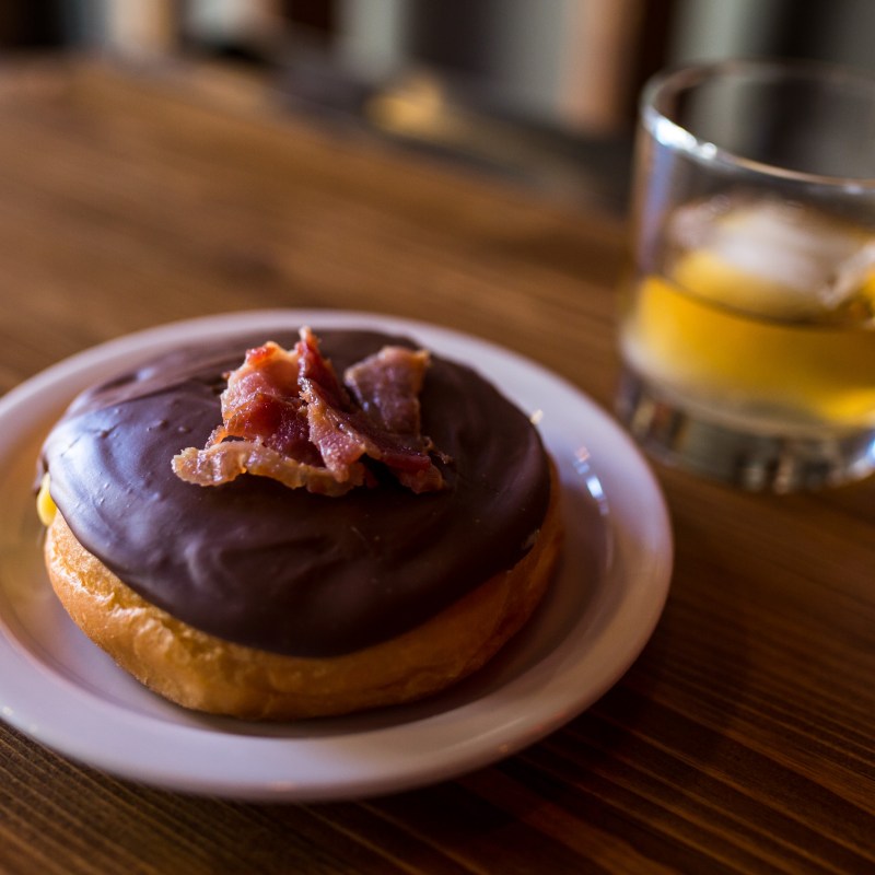 Whiskey, bacon, and donut